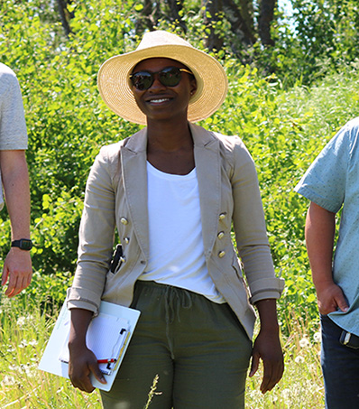 Researcher on farm
