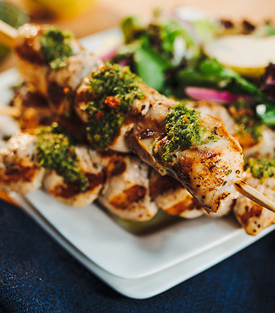 Chimichurri Salad with Grilled Turkey Kabobs