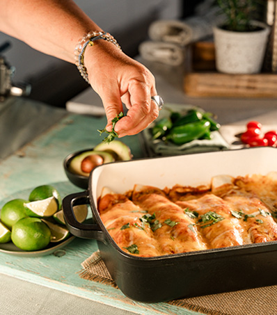 Garnishing enchiladas